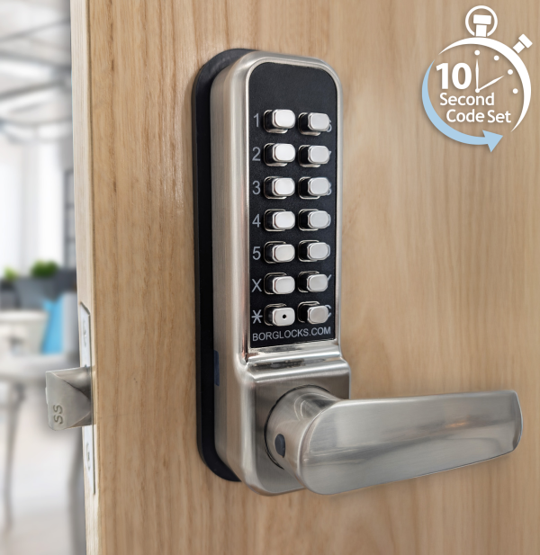 BL2421 ECP - Tubular latch, back to back free turning lever handle keypads & ECP coding chamber