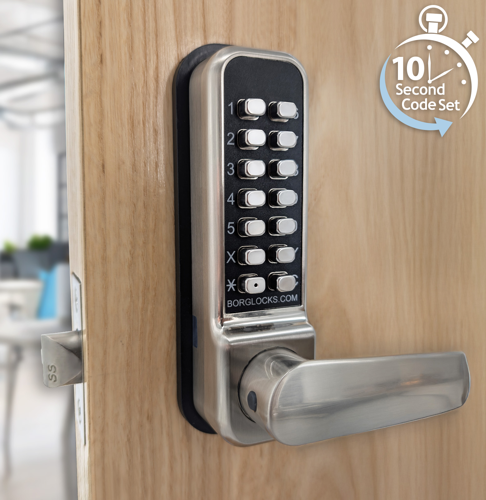 BL2421 ECP - Tubular latch, back to back free turning lever handle keypads & ECP coding chamber