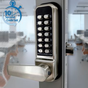 BL2402 ECP - 28mm ali latch, free turning lever handle keypad, inside lever handle with optional holdback & ECP coding chamber