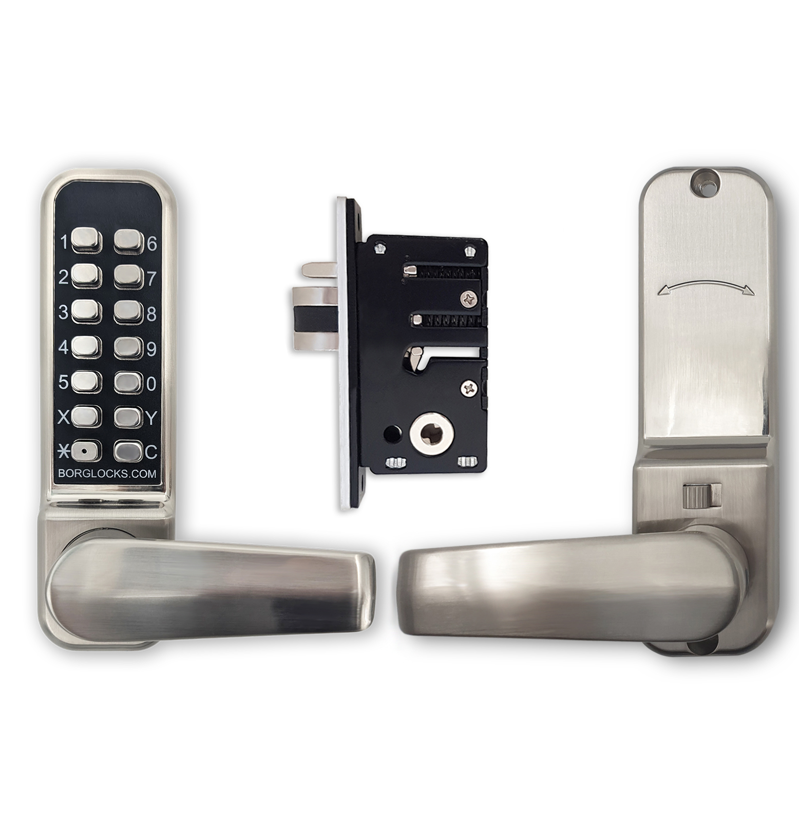 BL2402 ECP - 28mm ali latch, free turning lever handle keypad, inside lever handle with optional holdback & ECP coding chamber - Image 2