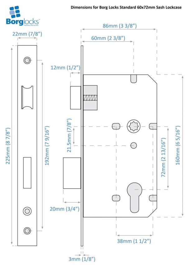 Borg Locks Sash Lockcase Wireframe