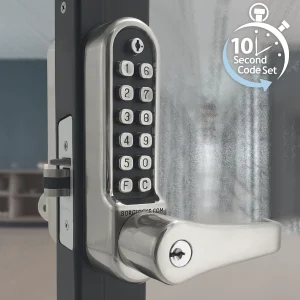 BL5702 ECP - Lever turn keypad with built-in key override, internal lever handle and 28mm backset ali latch
