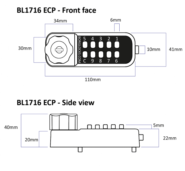 BL1716   Keypad line drawing