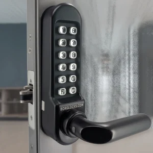 BL5202 - Marine grade round bar handle keypad with an internal lever handle & 28mm ali latch