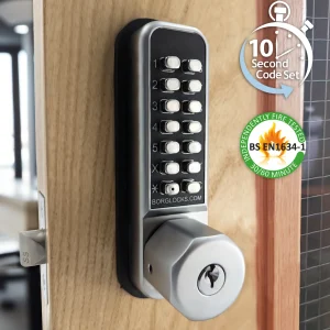 BL2701 ECP FT - Tubular latch, 30/60 minute fire tested ECP keypad with key override & inside paddle handle with holdback